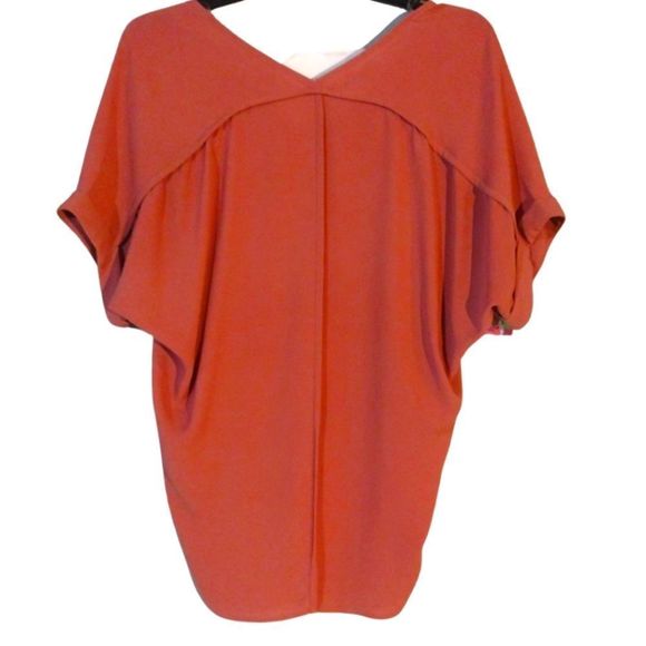 V-Neck High Low Oversized Blouse NEW Mauve Sophisticated Top by Lush NWOT - Picture 2 of 10